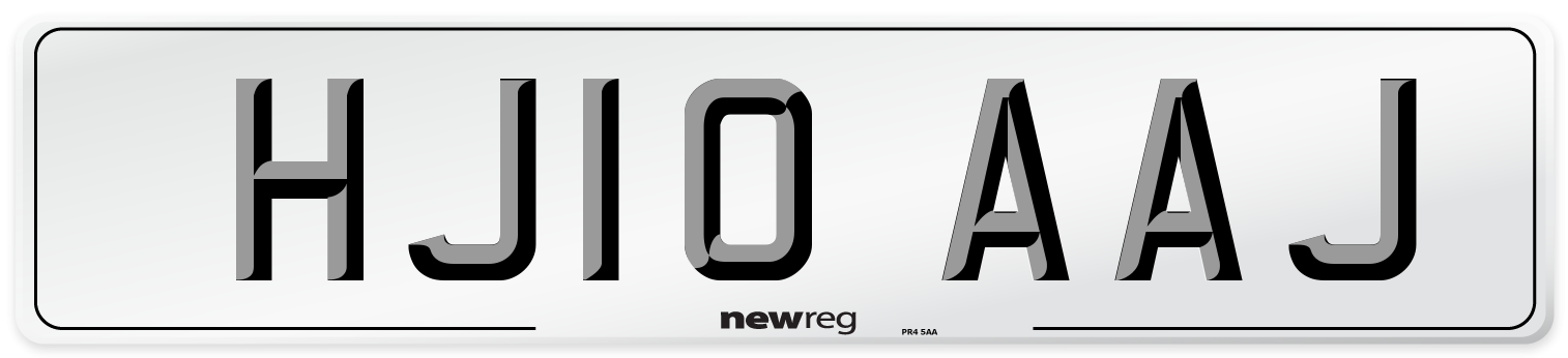 HJ10 AAJ Number Plate from New Reg